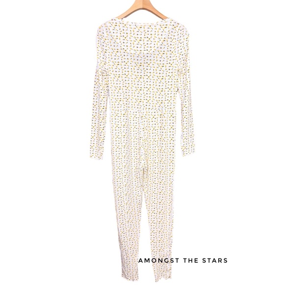 Free People Intimately Disty Floral Ivory Home Alone Long Johns - Picture 9 of 9
